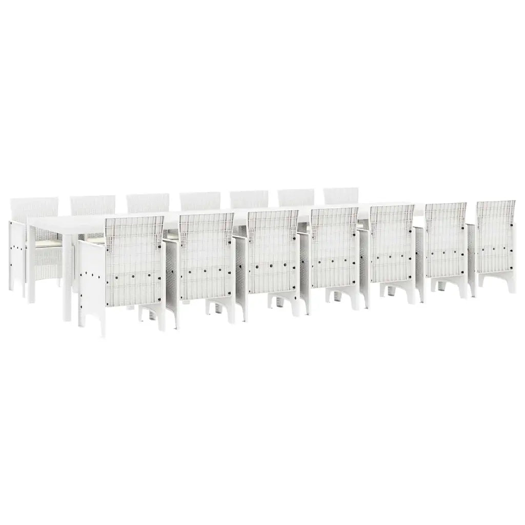 Set da pranzo da giardino con cuscini 15 pcs Bianco PP 3378806