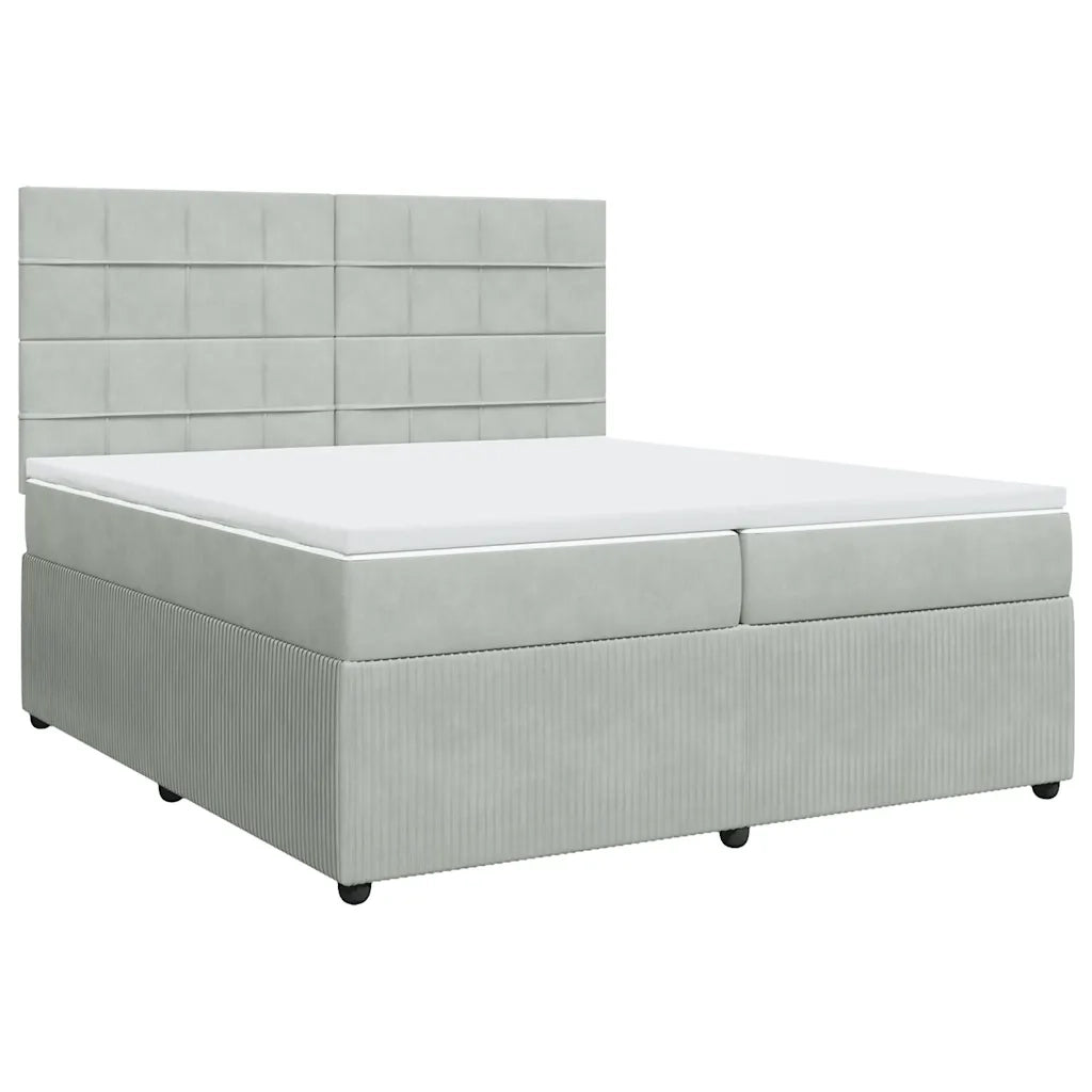 Giroletto a Molle con Materasso Grigio Chiaro 200x200cm Velluto
