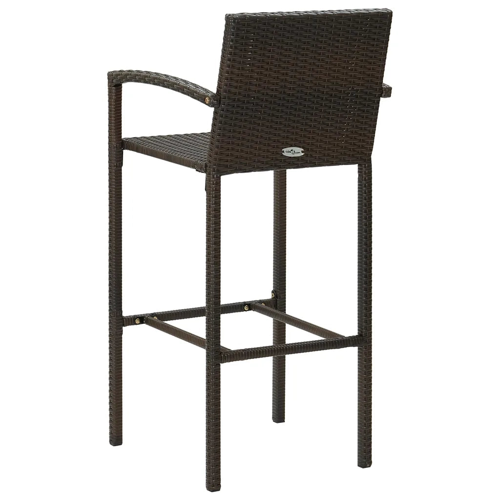 Sgabelli da Bar 2 pz in Polyrattan Marrone