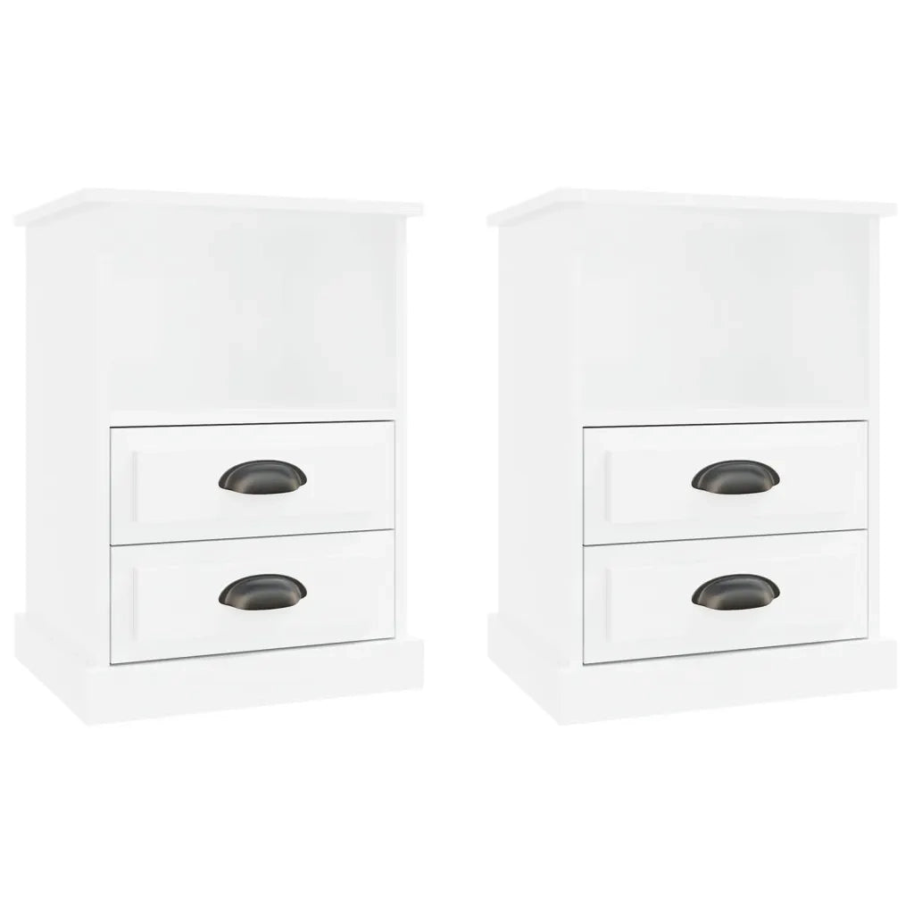 Set di 2 Comodini | Armadio da Notte | Mobiletto da notte Bianco Lucido 43x36x60 cm