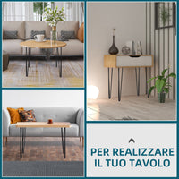 Set 4 Gambe per Tavolo 12x12x71 cm in Acciaio Preforato Nero