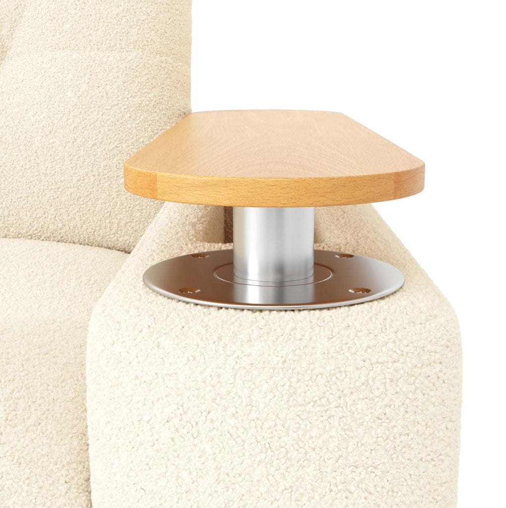 Divano modulare 2 posti in teddy beige con contenitore e tavolino