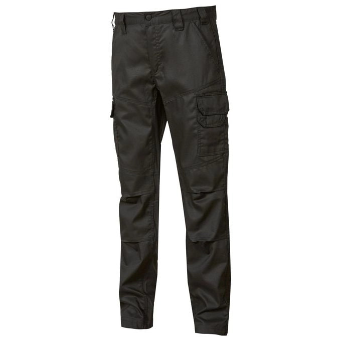U-power WIN226BC Belgrado Pantaloni da Lavoro Stretch 65% Poliestere 35% Cotone Multitasche colore Black Carbon