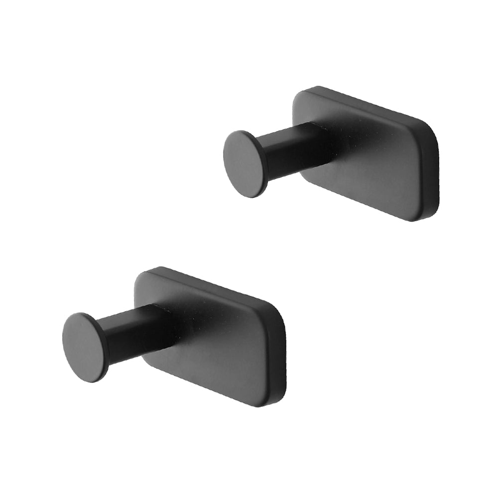 Set 2 appendini portasciugamani in acciaio inox nero con doppio fissaggio Cubik