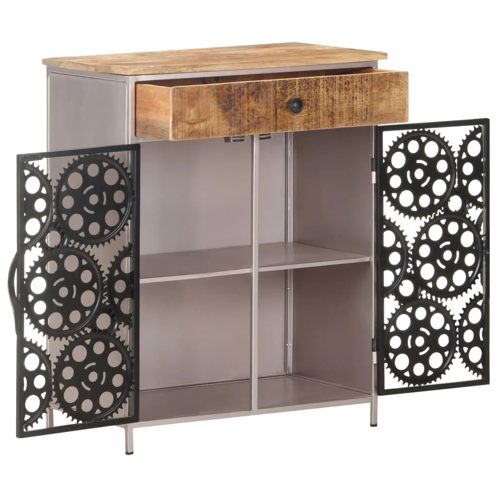 Credenza buffet cassettiera mobile contenitore organizer cucina soggiorno soggiorno 60 x 35 x 75 cm legno grezzo di mango e ferro marrone 02_0029626