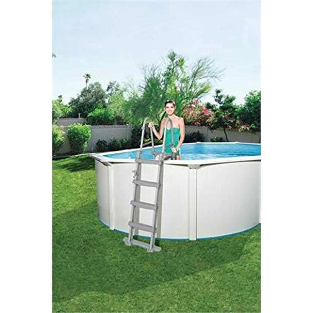 Trade Shop - Scaletta Di Sicurezza Per Piscine 122cm Con Gradini In Plastica Telaio In Metallo 58331 -