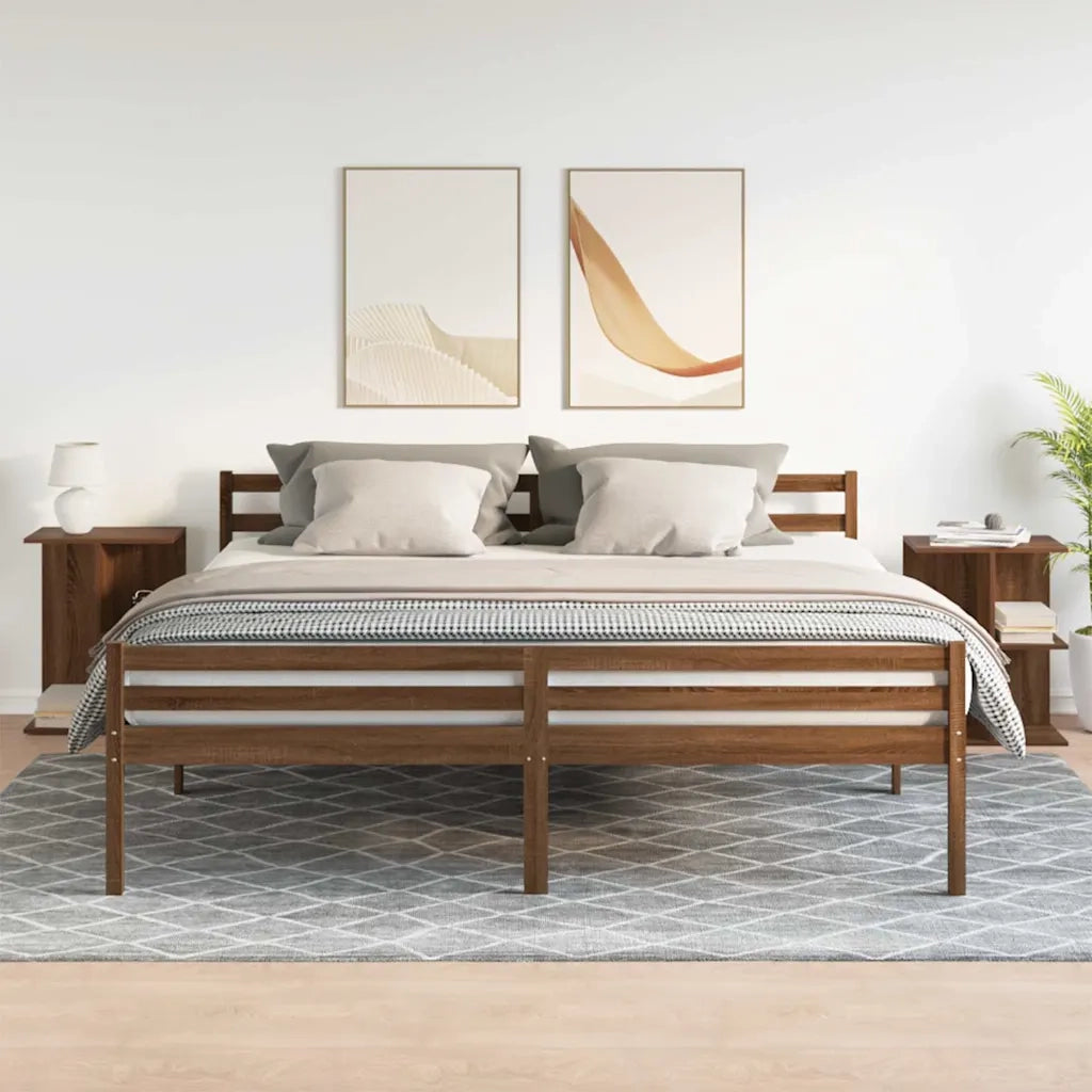 Comodini 2 pz-Set di 2 Tavolino da notte Rovere Marrone 46,5x29x61 cm in Legno Multistrato