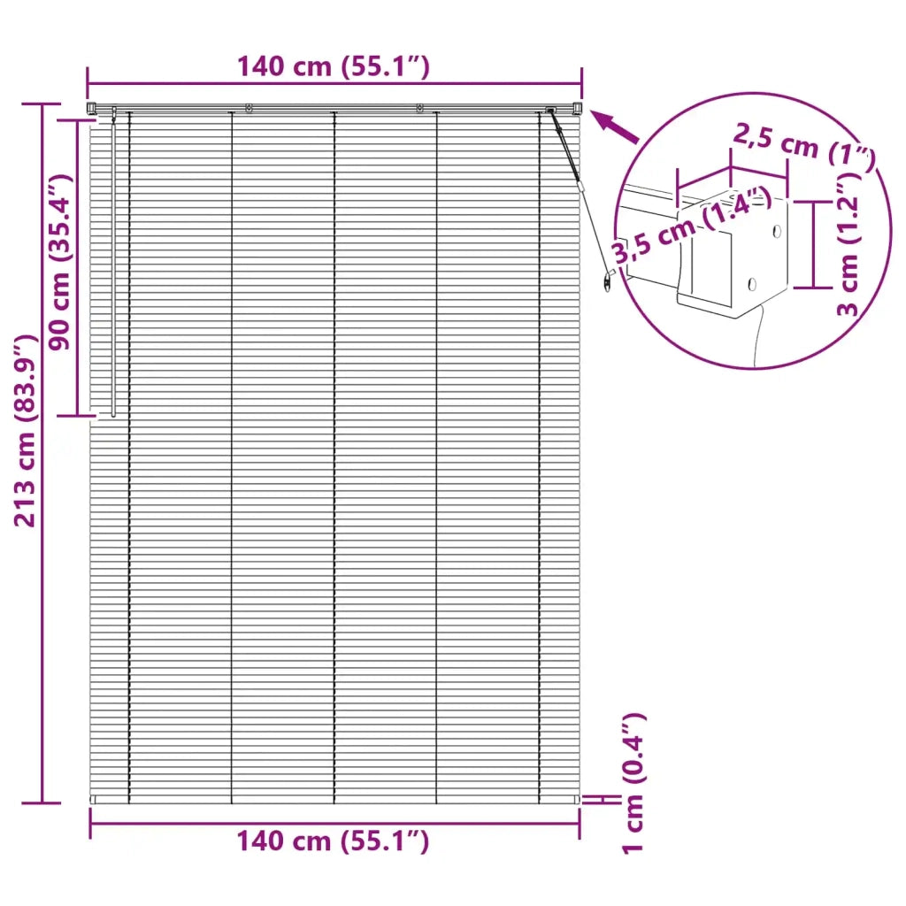 Tenda Veneziana Marrone Chiaro con Motivo 213 x 140 cm PVC 42003781
