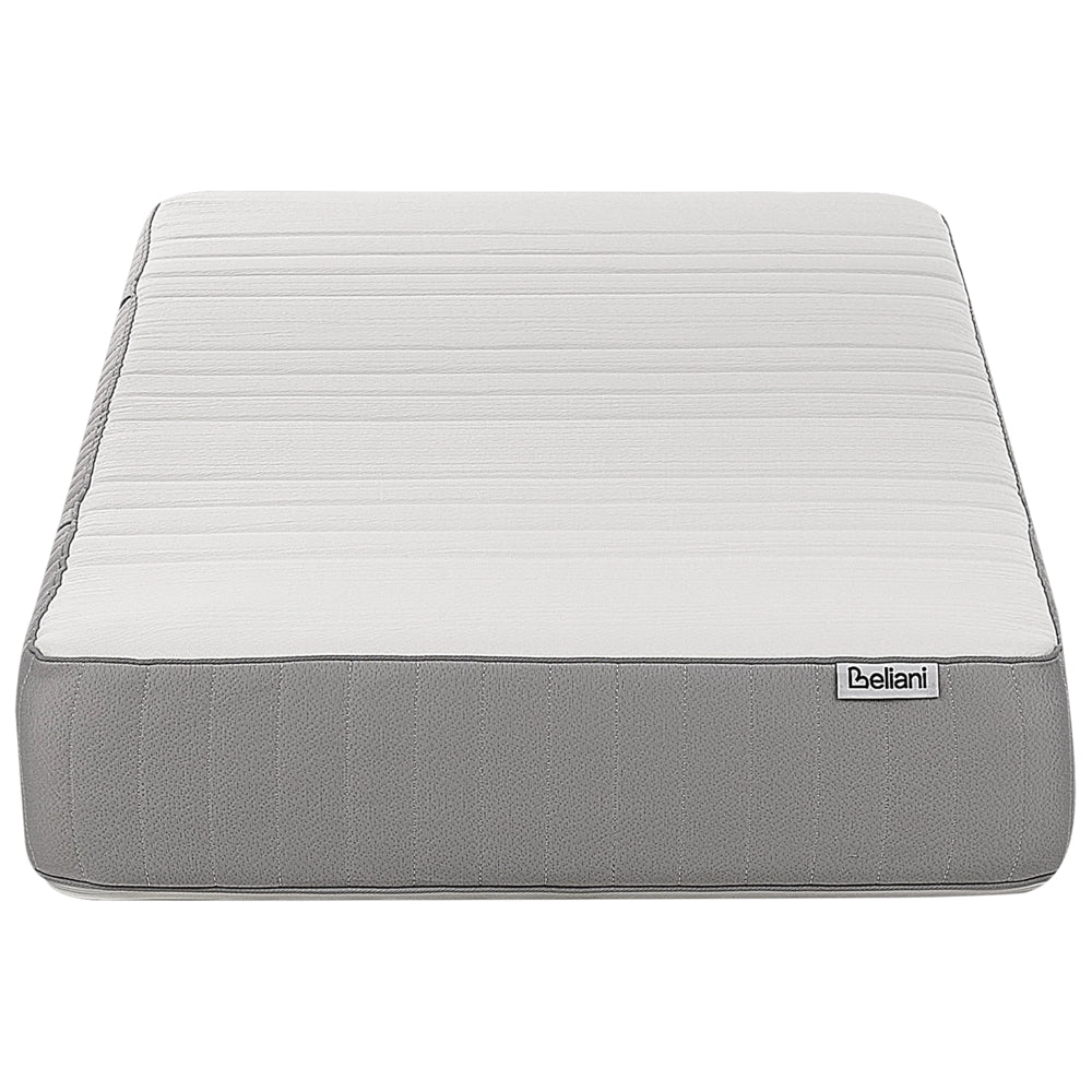 Materasso in schiuma bianco e grigio EU Singolo durezza media con cerniera e copertura in poliestere 80 x 200 cm rimovibile Accessori per la camera da letto