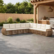 Set Divano da Giardino 9 pz Beige e Bianco Crema polyrattan 3435441