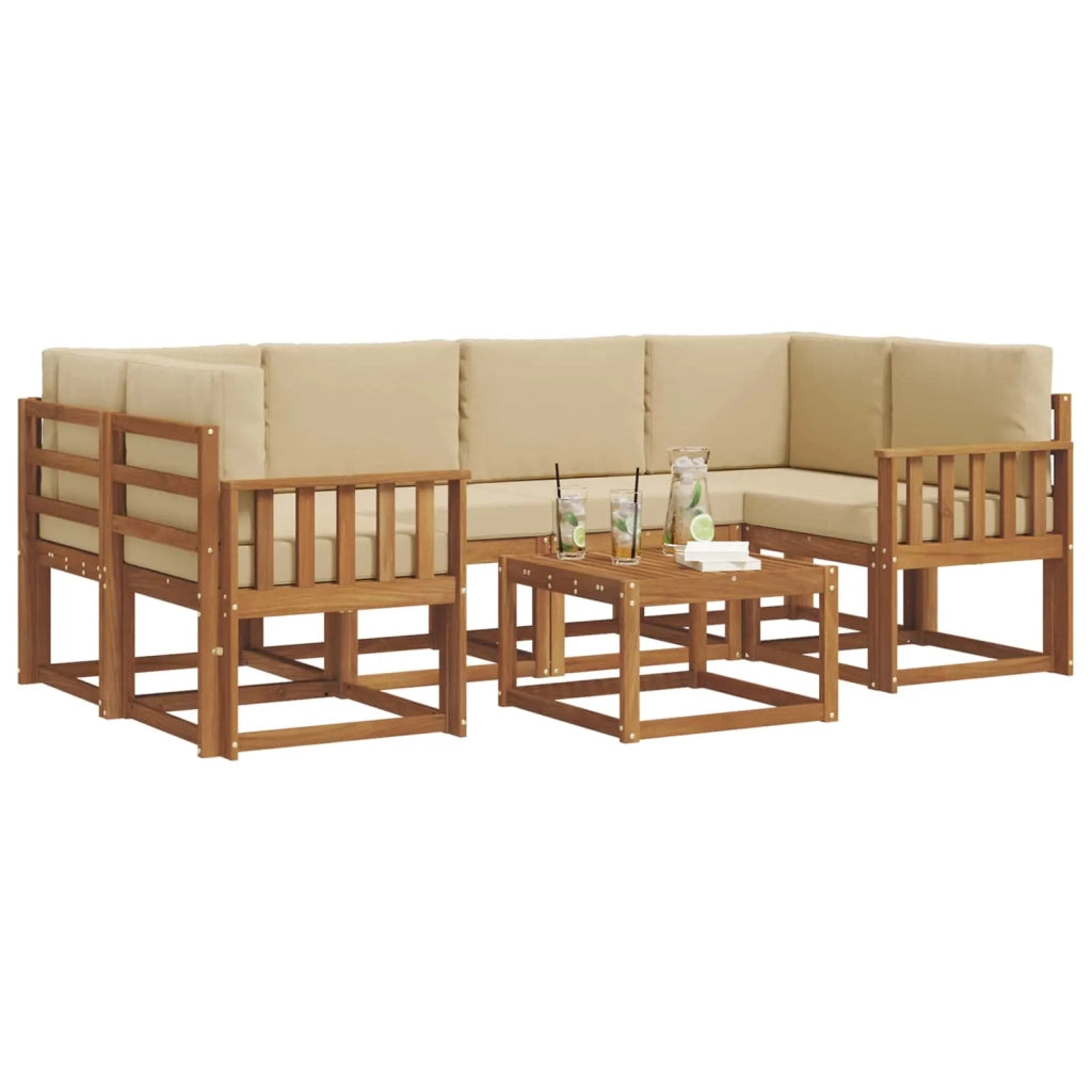 Set di divani da esterno con cuscino 7 pcs Naturale e Beige