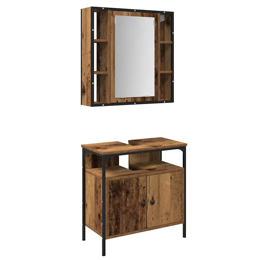 Set di mobili per il bagno 2 pcs Marrone Legno multistrato 3332499