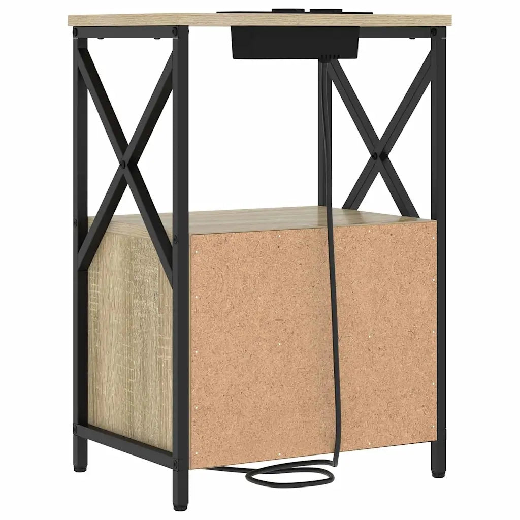 vidaXL Comò con stazione di ricarica con cassetto 2 pcs rovere sonoma