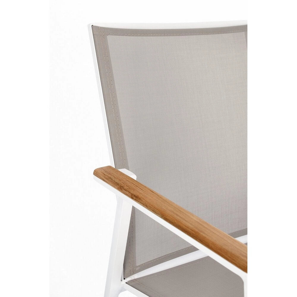 Set di 4 Sedie da Giardino con Braccioli in Alluminio e Teak - HIGHLANDER