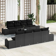 vidaXL Set Divano da Giardino con cuscino 7 pcs Nero 294 x 62 x 69 cm