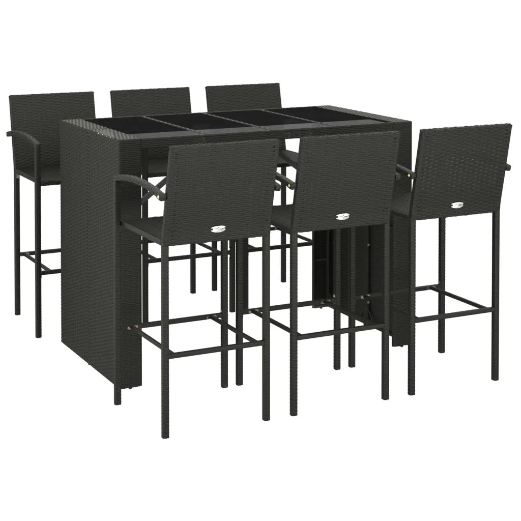 Set da Bar da Giardino 7 pz Nero in Polyrattan 3187669