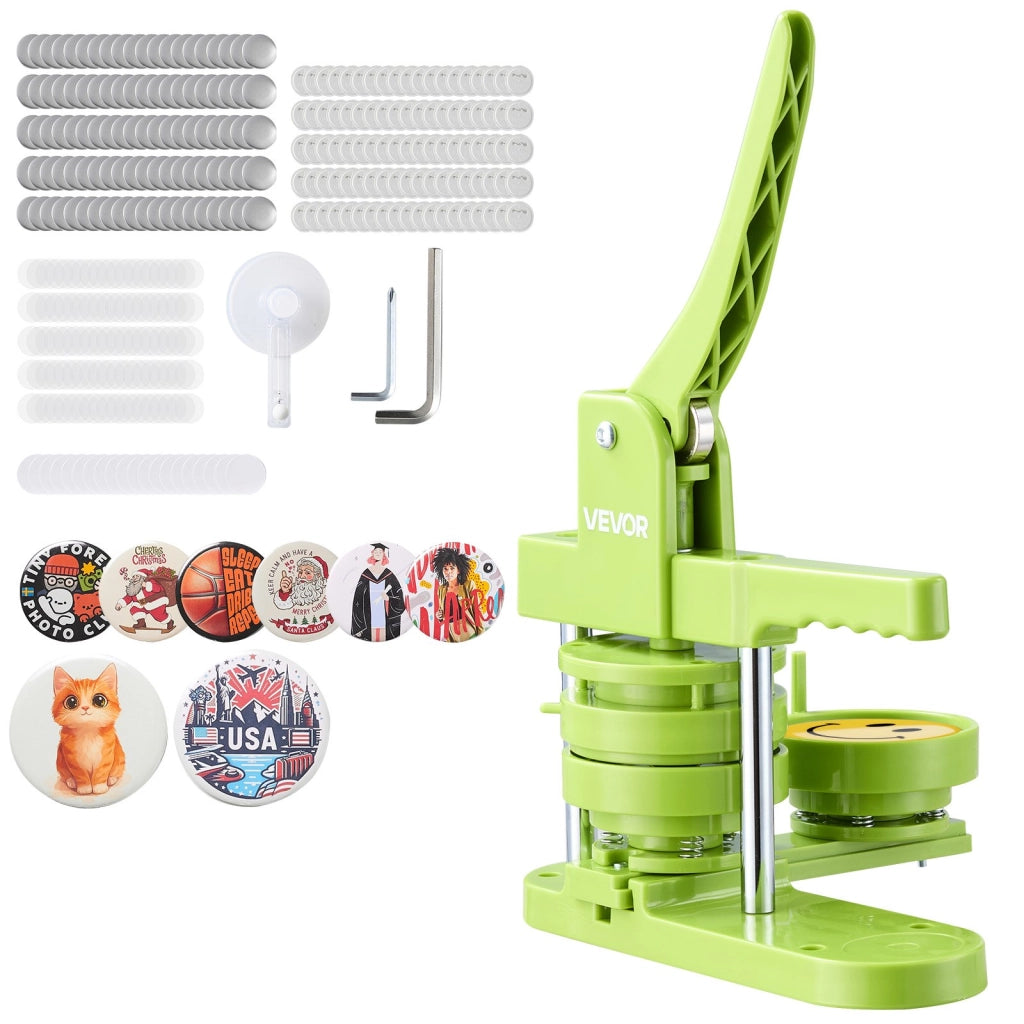 Macchina per spille 75 mm DC-108 in ABS e PP verde, pressa manuale per fai da te con 100 accessori, ergonomica e pratica