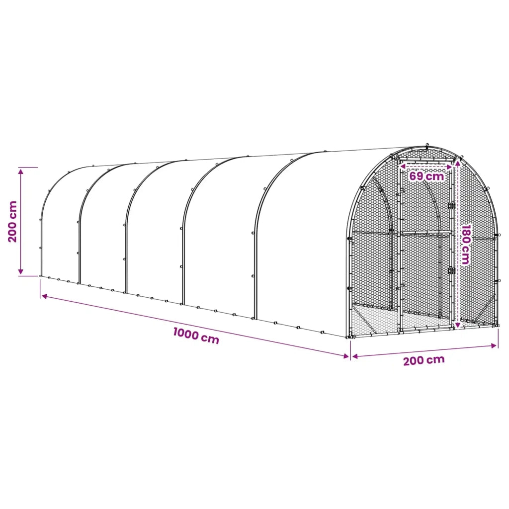Pollaio Argento 1000 x 200 x 200 cm Acciaio zincato 3434689