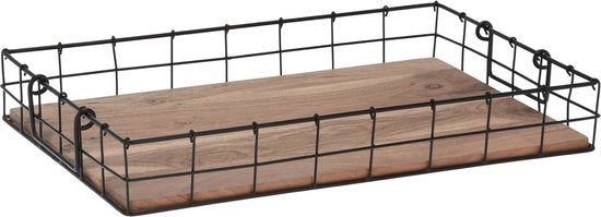 Piatto di Servizio in Legno 44 x 28 cm con Bordo Metallico e Maniglie 

Dimensioni: 44 x 28 cm 
Materiali: Legno e Metallo 
Modello: Mango