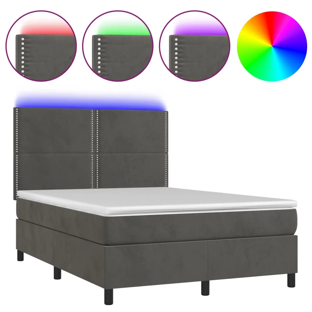 Letto a Molle con Materasso e LED Grigio Scuro 140x200 cmcod mxl 99078