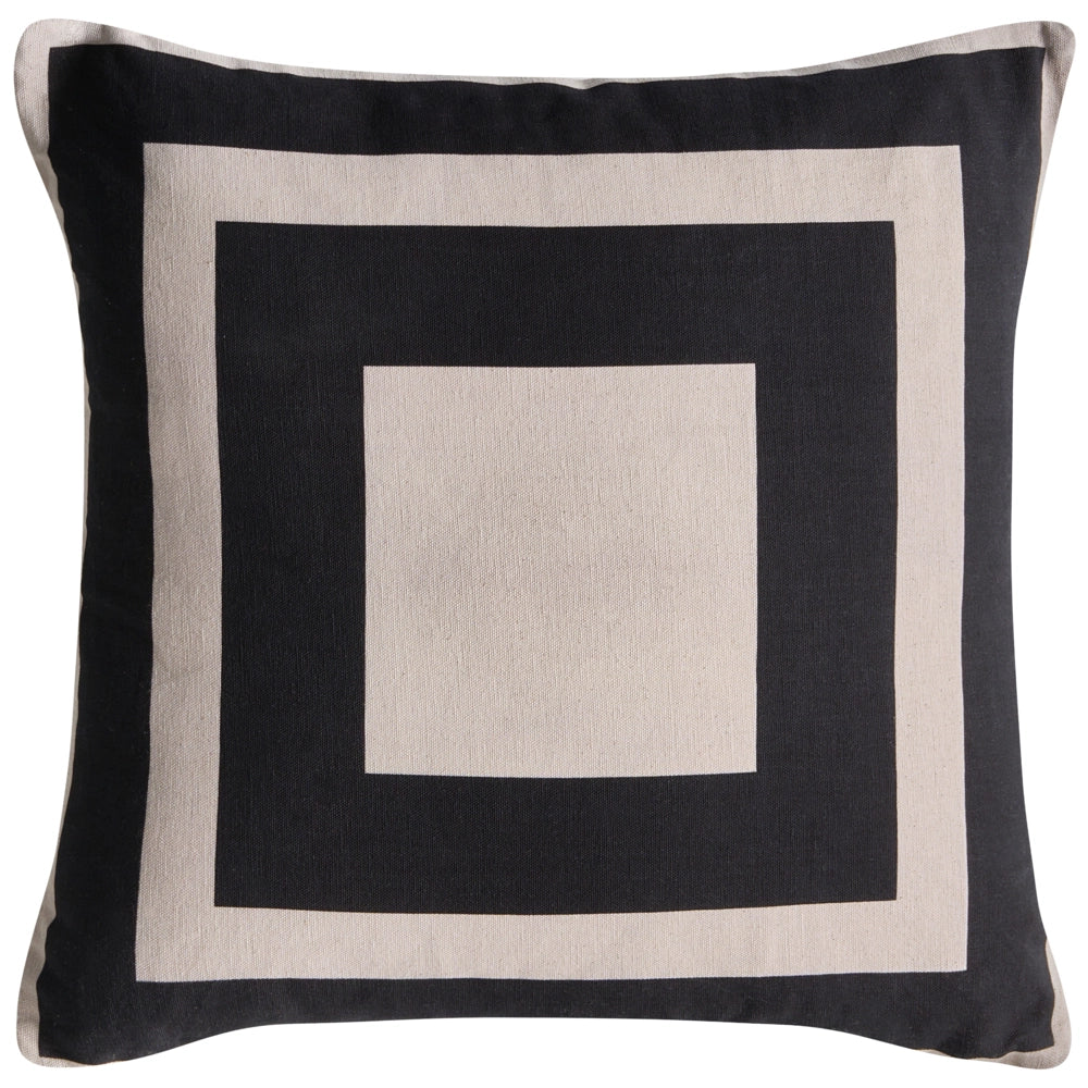 Set di 3 cuscini decorativi in tessuto di cotone beige e nero con motivo astratto 45 x 45 cm Cuscino decorativo