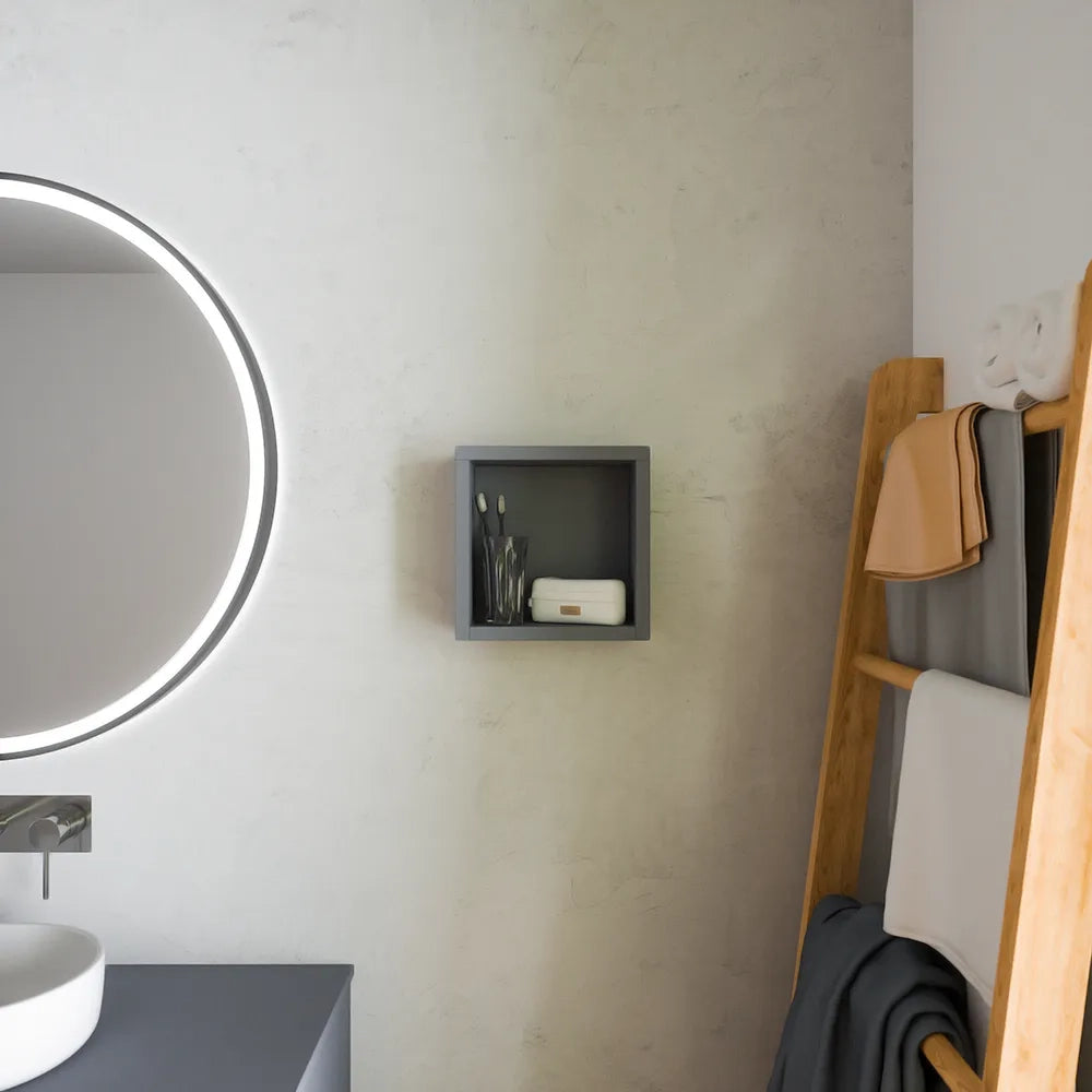 Pensile bagno sospeso a giorno 25x25cm color grigio opaco | Ardenne