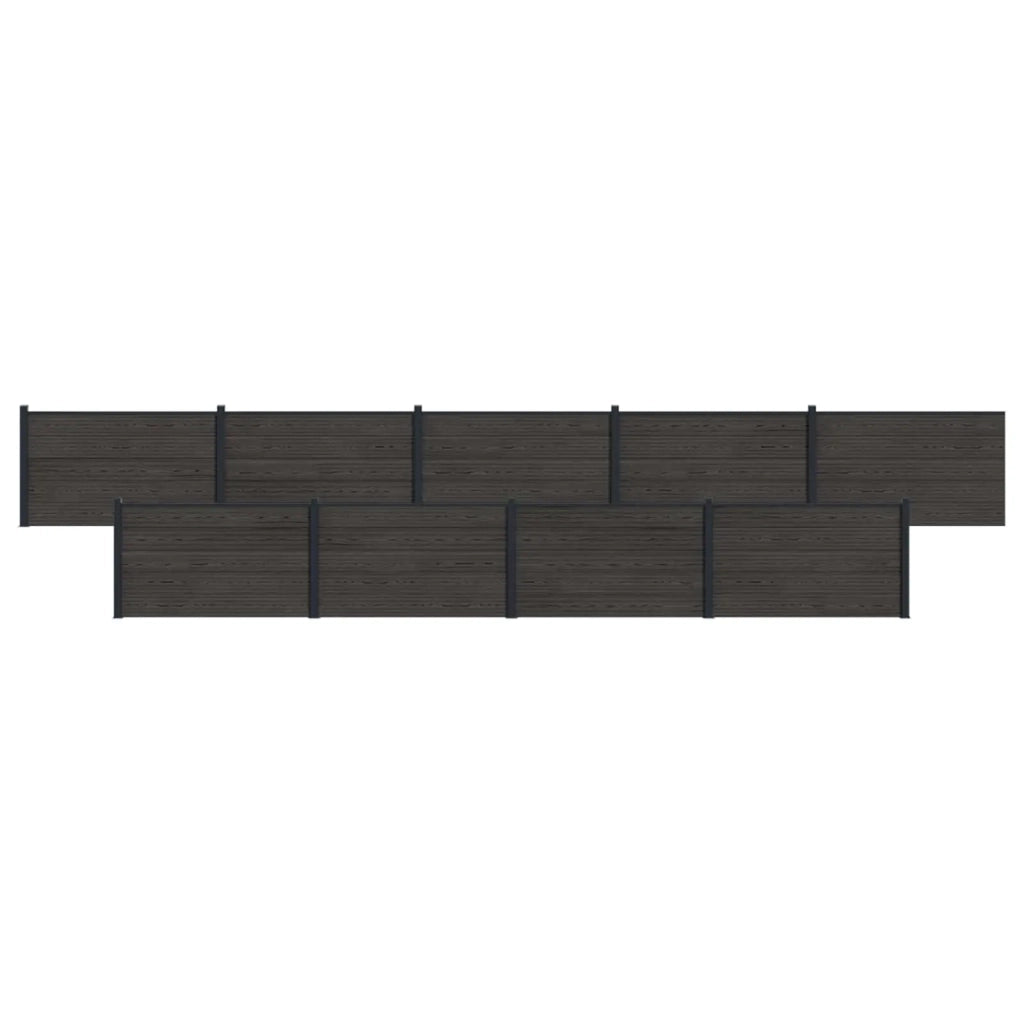 Pannello di Recinzione 9 pcs WPC e Alluminio Nero 3429455