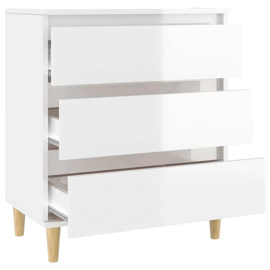 Buffet credenza cassettiera mobiletto mobile contenitore organizer per cucina soggiorno finitura lucida 60 x 35 x 70 cm legno ingegnerizzato bianco 02_0030660