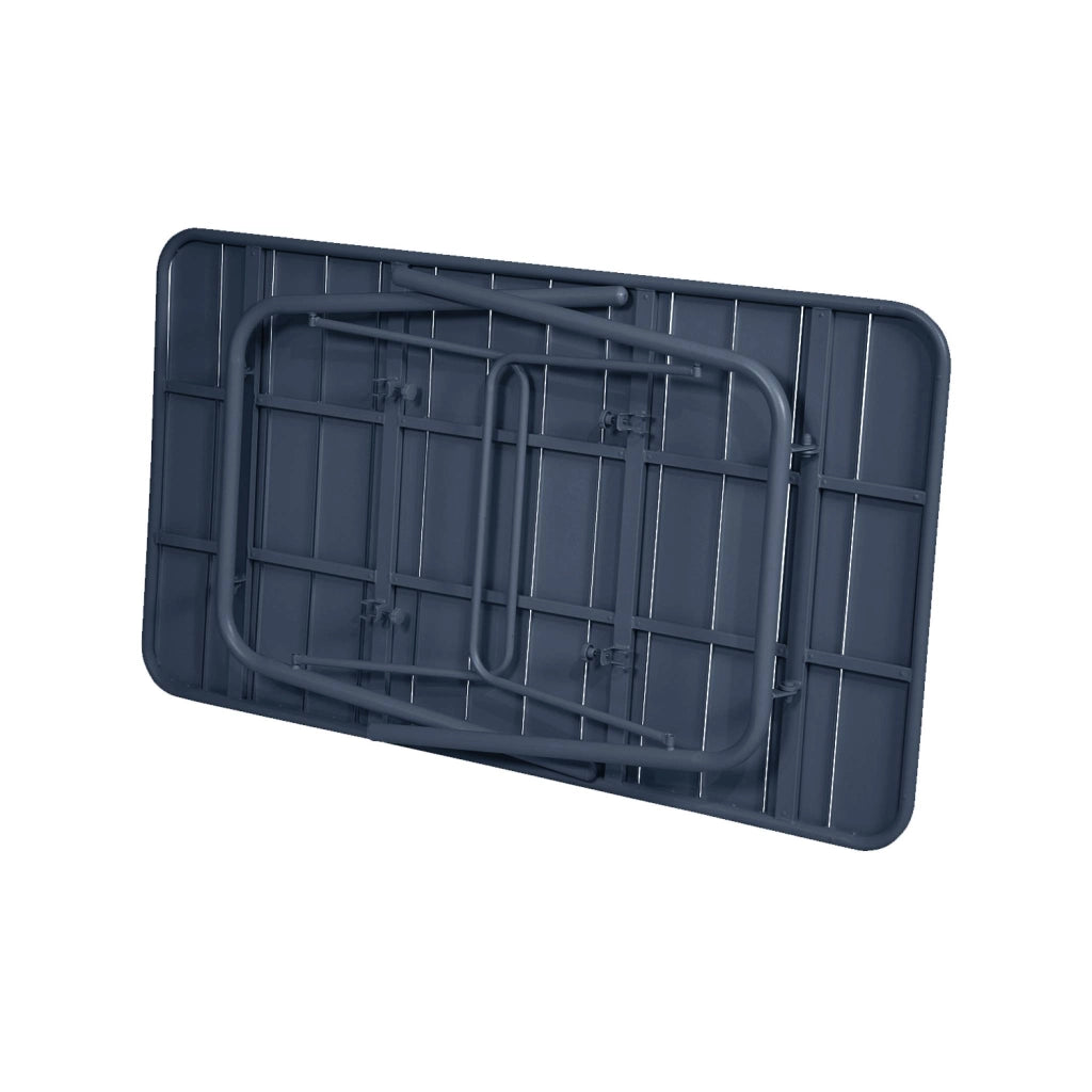 Set tavolo da giardino bistrot in acciaio con 6 sedie, 140cm, blu navy