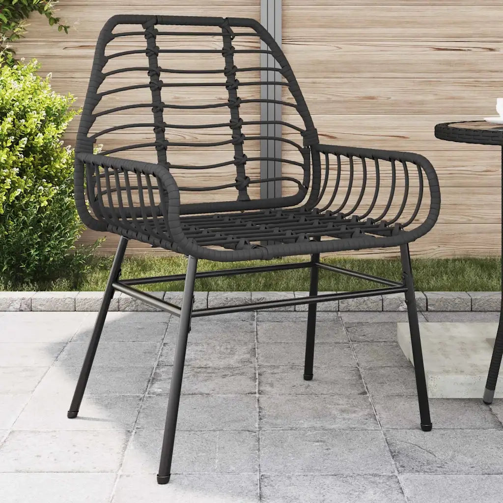 Sedie da Giardino Set 2 pz | Sedie da Esterno Polyrattan Nero