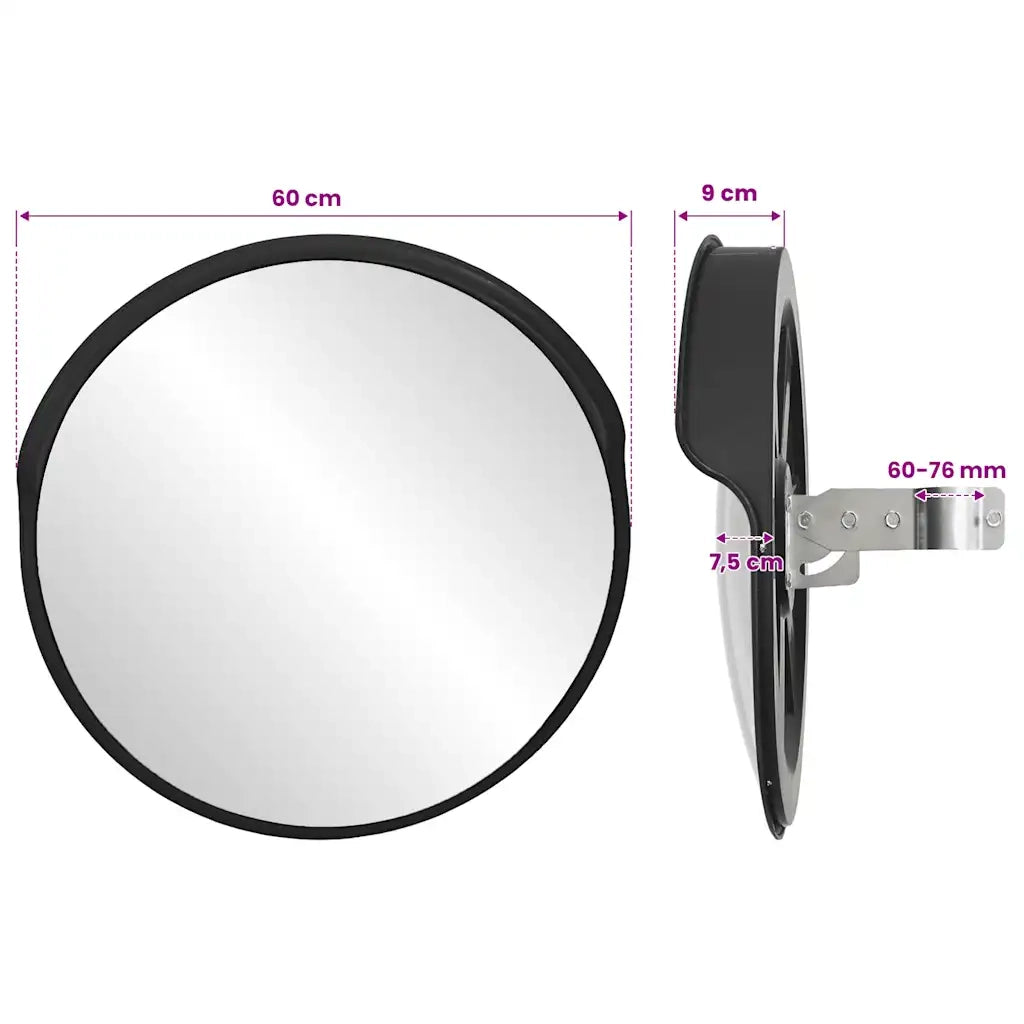 Specchio stradale convesso per esterni nero Ø60 cm in policarbonato 153080