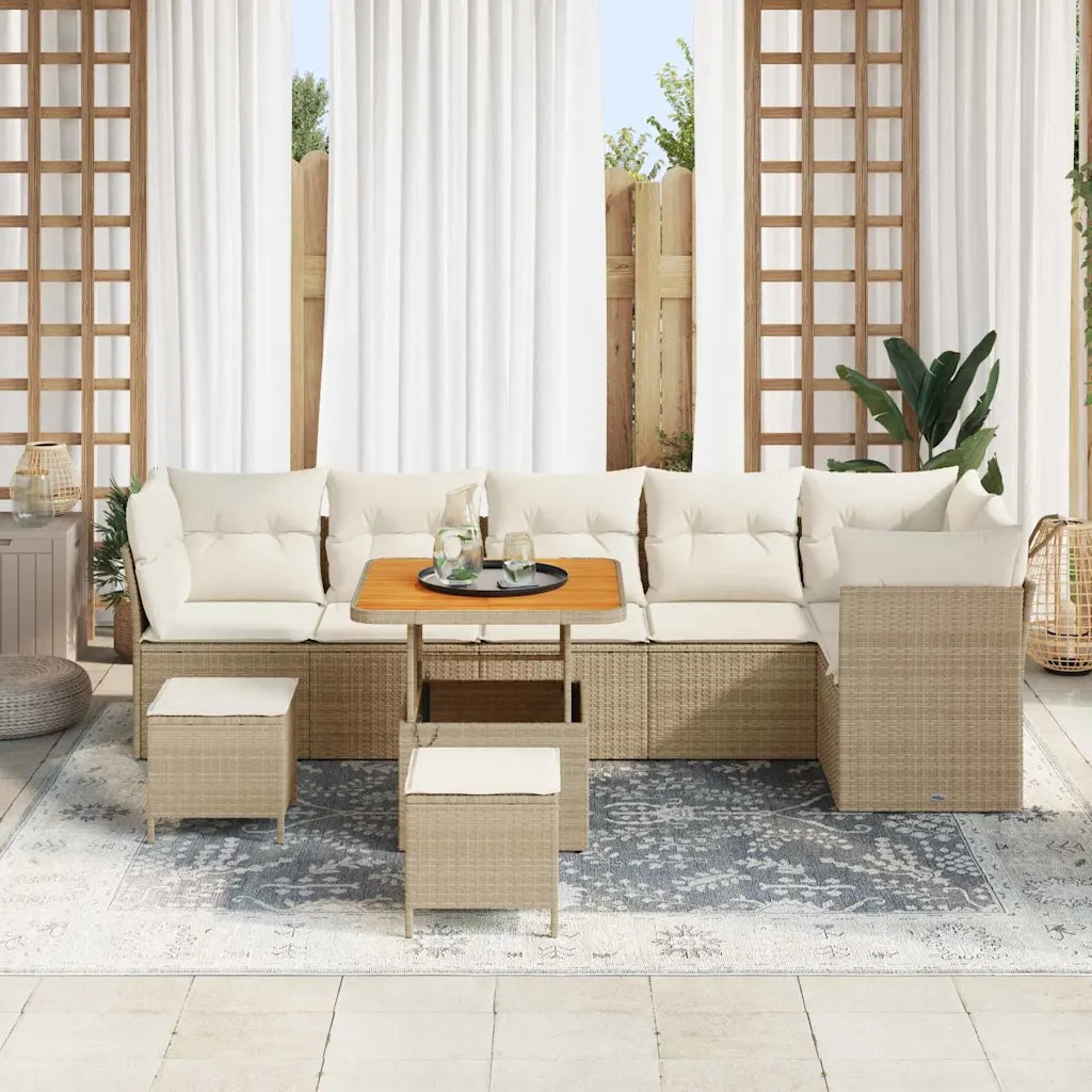 Set Divano da Giardino 9 pcs Beige polyrattan 3361501