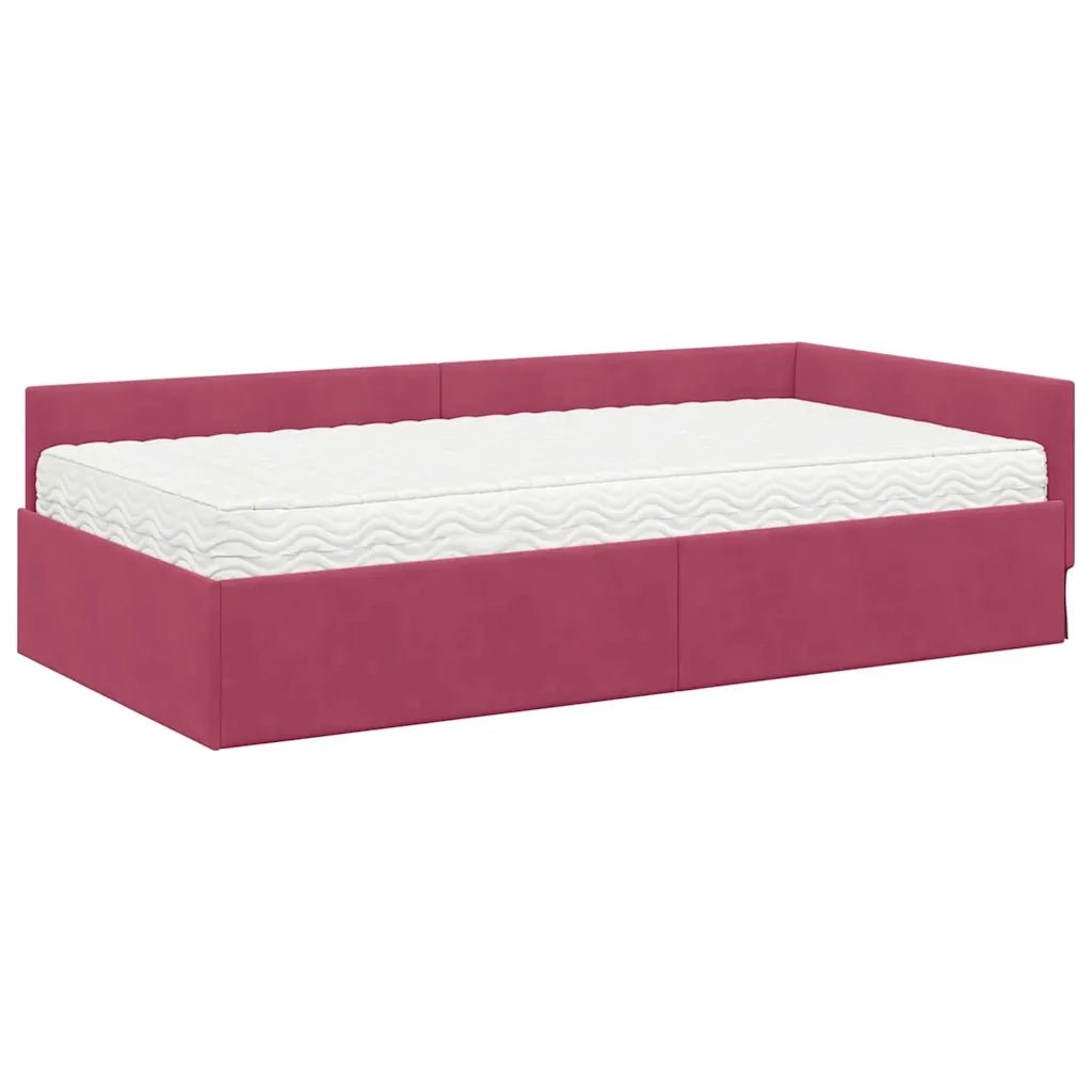 Struttura Letto Angolare con Materasso 2 pcs Verde Velluto
