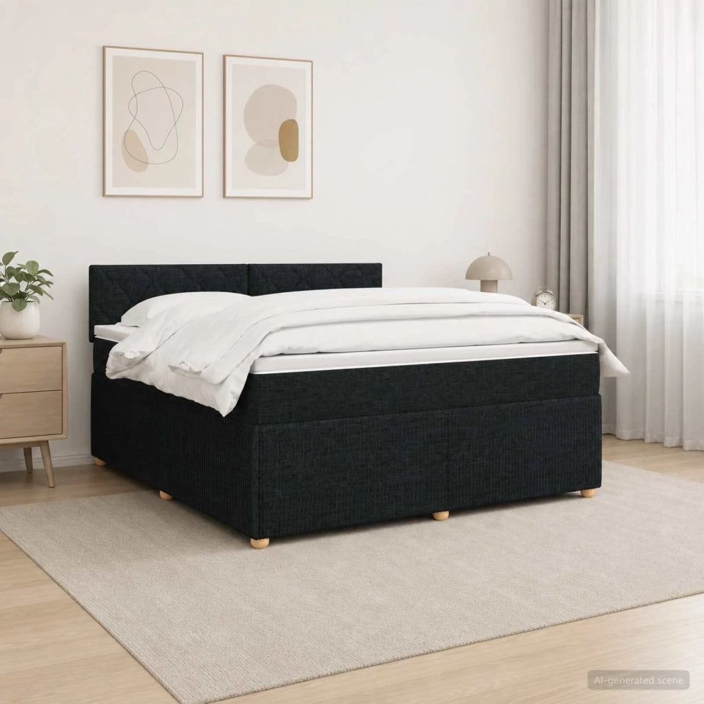 Letto box spring con materasso Nero 140 x 190 cm Tessuto 3452934