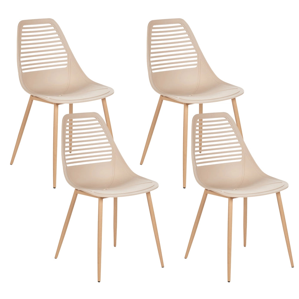 Set di 4 sedie da pranzo Seduta sintetica beige Gambe in metallo Seduta moderna semplice e minimalista