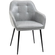 Sedia da Pranzo in Finta Pelle e Metallo Nero ¨C zephmum ¨C Grigio 61x58x84 cm