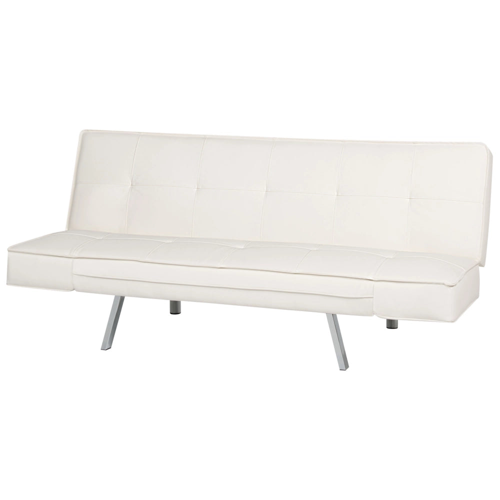 Divano Letto 3 Posti colore Bianco Ecopelle Senza Braccioli stile Moderno soggiorno