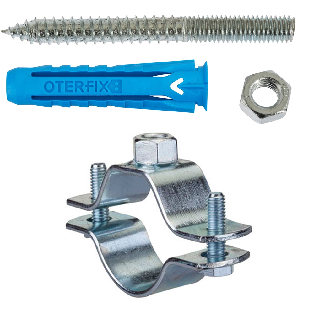 2 collari pesanti zincati con tassello 1'' 1/4