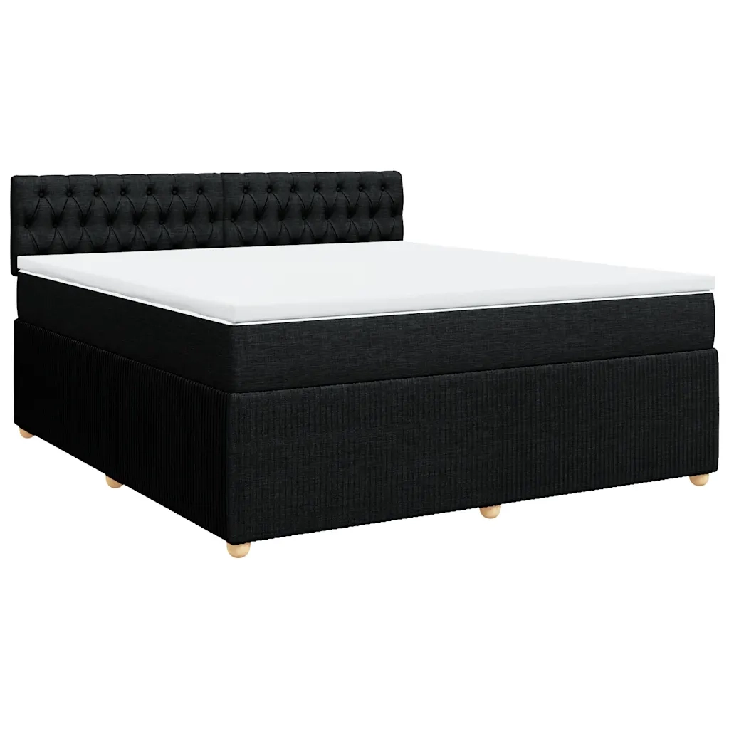Giroletto a Molle con Materasso Nero 180x200 cm in Tessuto