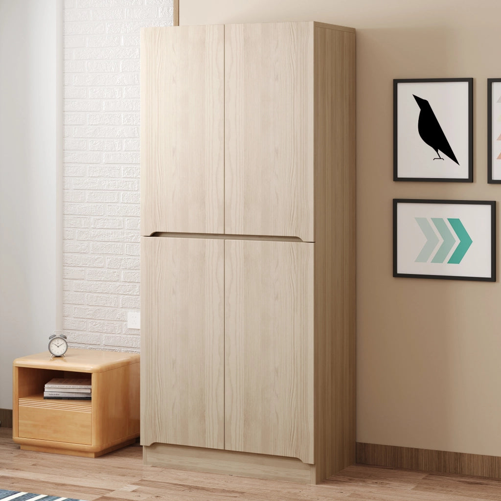 Armadio con 2 ante e vani interni per camera da letto, in legno e metallo, effetto legno naturale, 70 × 40 × 170 cm