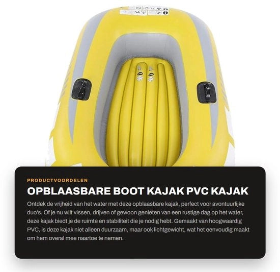 Kayak Opblaasbaar 2 Persone - Materiale PVC di Alta Qualità - Resistente alle Sollecitazioni - Resistente agli Sfregamenti - Barca a Vapore - Pesca/Tuffaggio