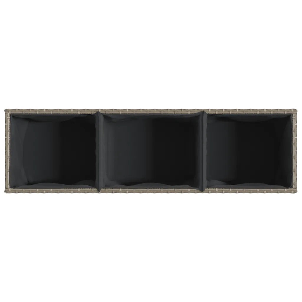 vidaXL Fioriera da Giardino con 3 Vasi Grigia 105x30x32 cm Polyrattan