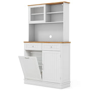 Mobiletto basculante 100 x 34 x 172 cm con vano e cassetti pratico design moderno in MDF bianco 20_0017017