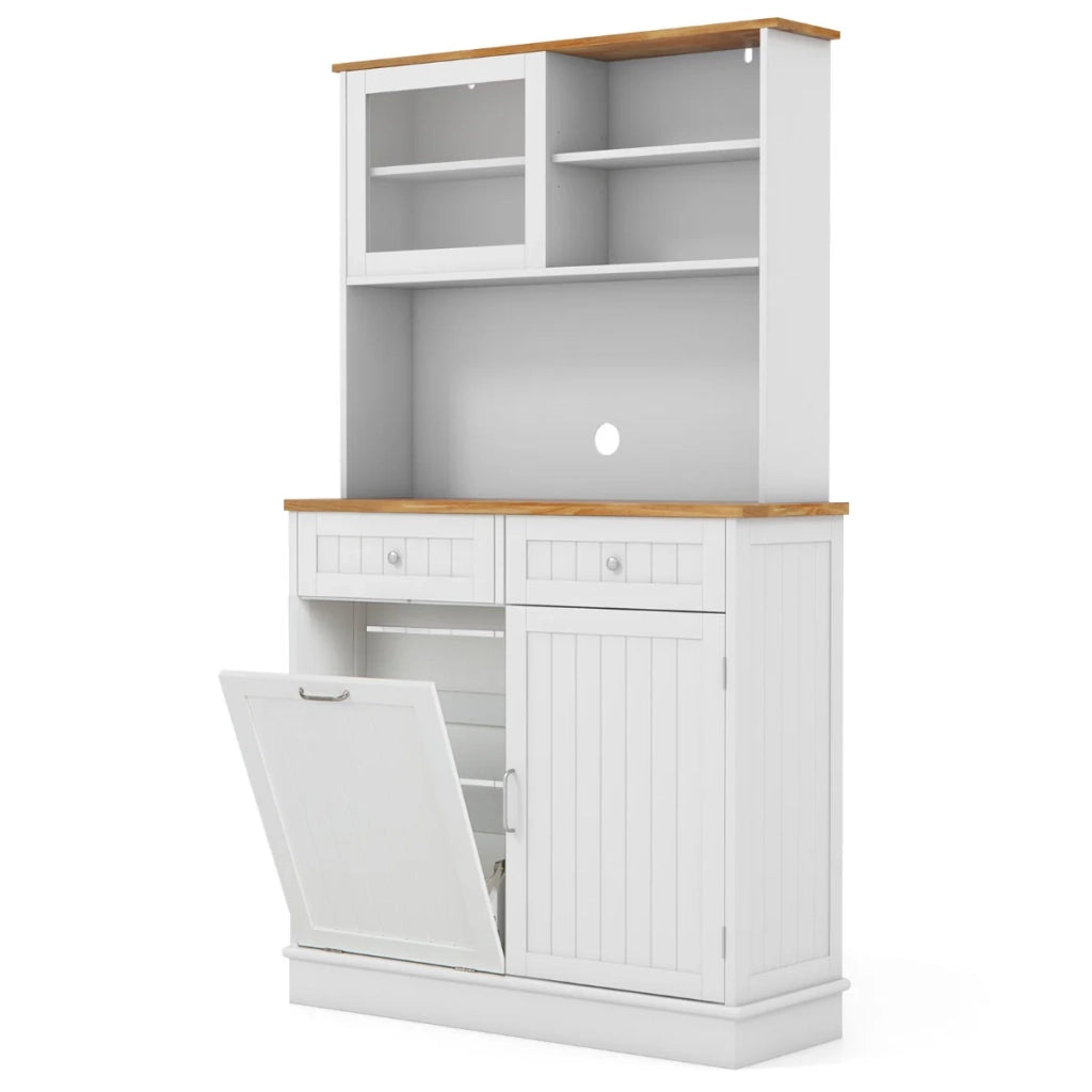 Mobiletto basculante 100 x 34 x 172 cm con vano e cassetti pratico design moderno in MDF bianco 20_0017017