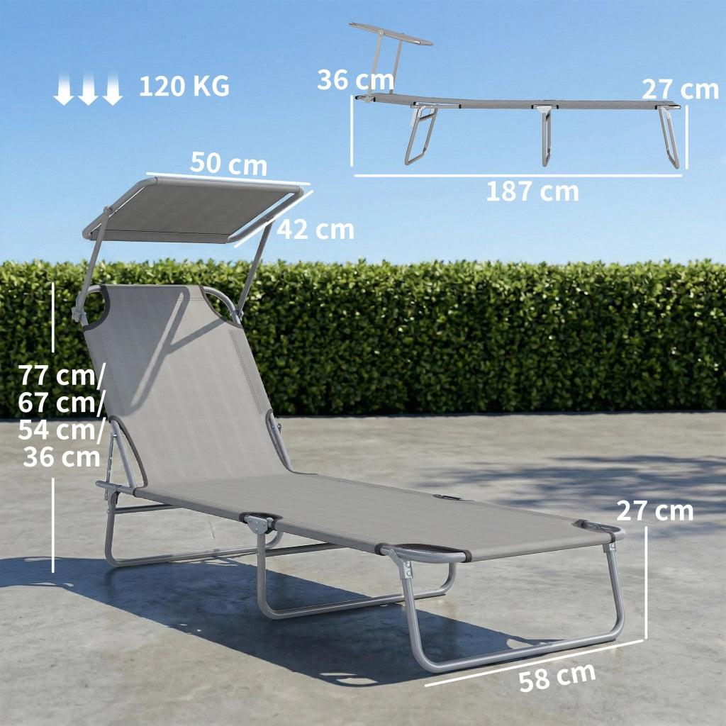 Chaise longue pliante ¨C zephmum ¨C grigio chiaro 187x58x36 cm