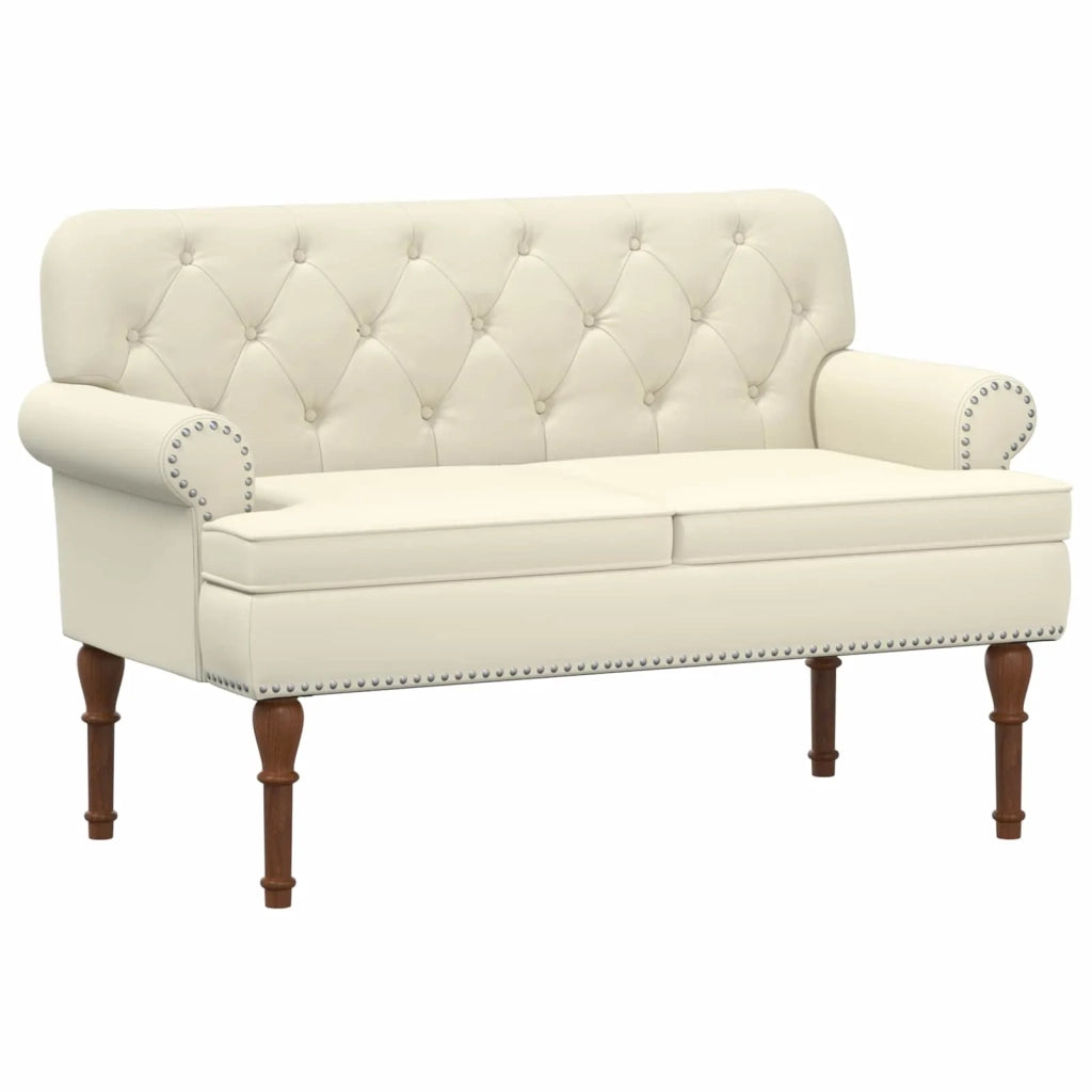 Loveseat con bottoni imbottiti Crema 120 x 65 x 77 cm 42041857