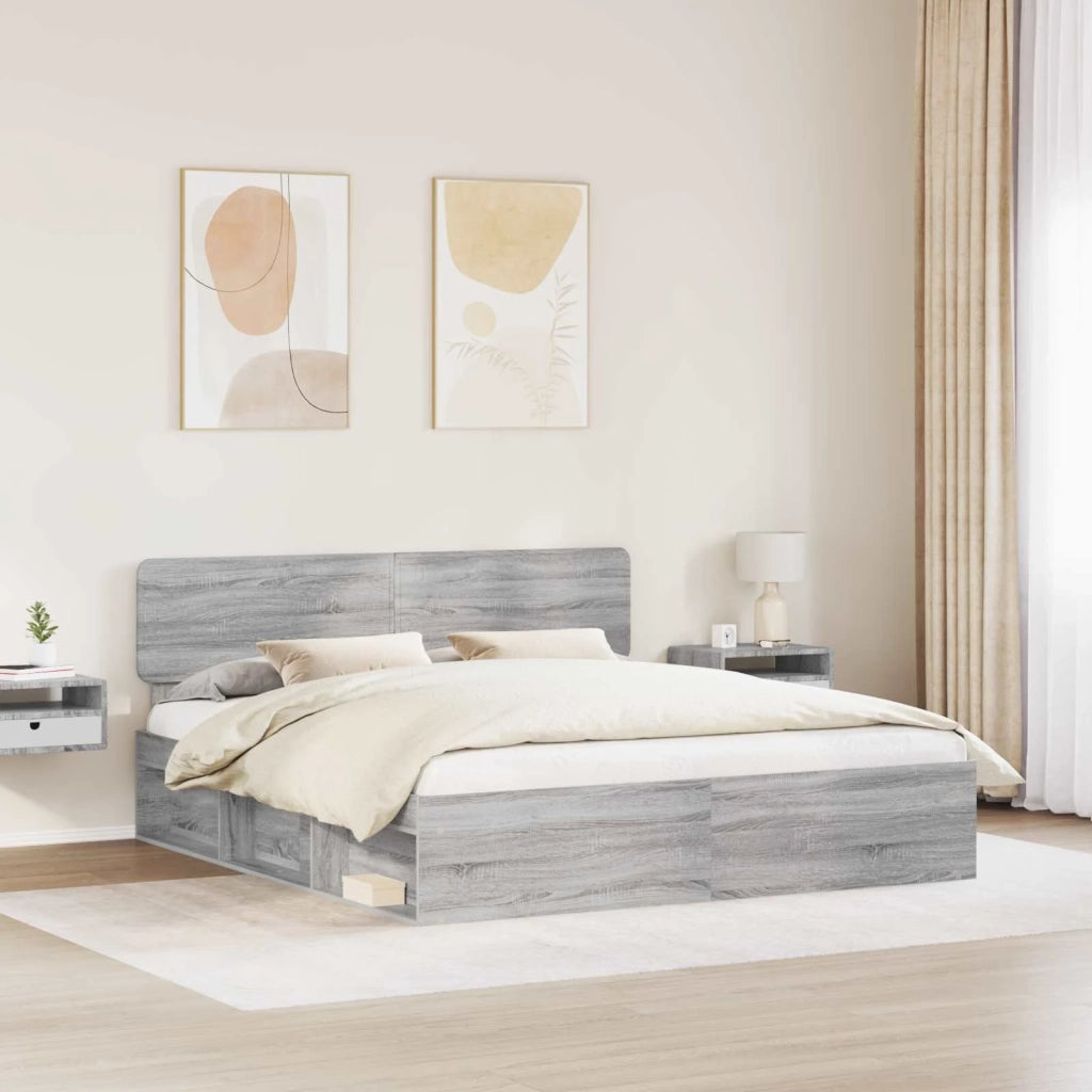 Struttura del letto Grigio Sonoma 200 x 200 cm Pino massello 3412038