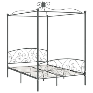 Letto a Baldacchino Grigio in Metallo 120x200 cm 284482