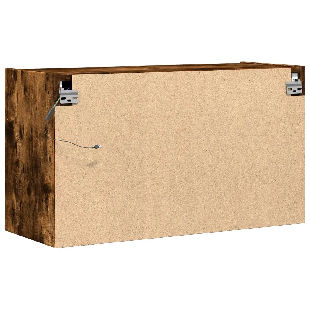 Mobile TV a Parete con Luci LED Rovere Fumo 80x31x45 cm
