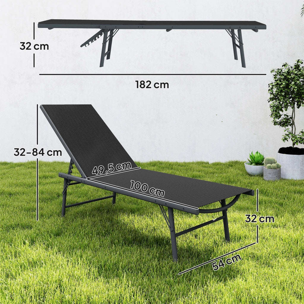 Sedia a sdraio pieghevole con textilene per esterno ¨C zephmum ¨C 54x164x84 cm nero